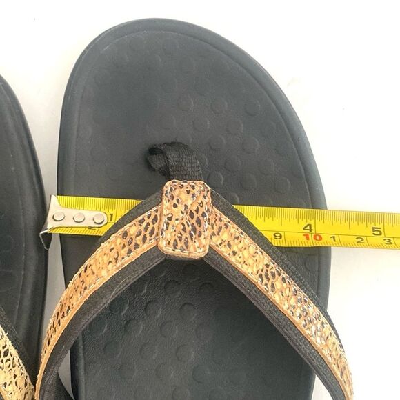 Vionic Black Sandals Snake Skin Print Leather Straps Women sz 10 Beachy Vacation - Picture 6 of 6